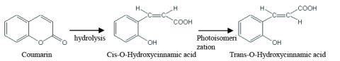 Hydrolysis and photoisomerization of coumarin