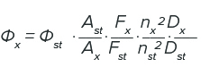 the equation for the relative quantum yield of unknown sample, Φx,