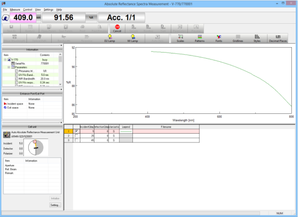 Reflectance Measurement JASCO