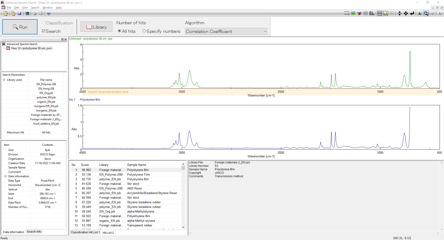 Advanced Spectra Search JASCO
